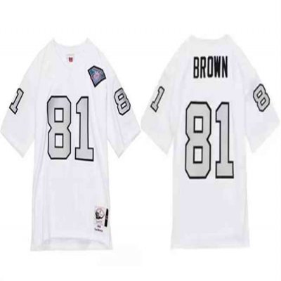 Men's Las Vegas Raiders #81 Tim Brown White 1994 Mitchell Ness Stitched Football Jersey