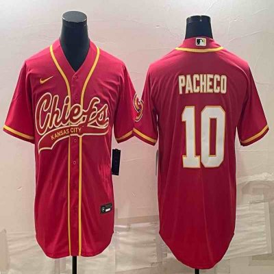 Men's Kansas City Chiefs #10 Isiah Pacheco Red With Patch Cool Base Stitched Baseball Jersey