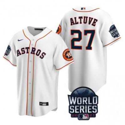 Men's Houston Astros #27 Jose Altuve 2021 White World Series Cool Base Stitched Baseball Jersey