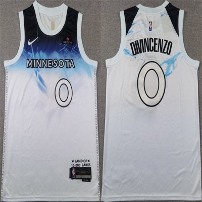 Men's Minnesota Timberwolves #0 Donte DiVincenzo White 2024 City Edition Stitched Jersey