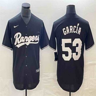 Men's Texas Rangers #53 Adolis Garc'a Black Cool Base Stitched Baseball Jersey