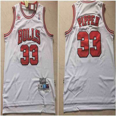 Men's Chicago Bulls #33 Scottie Pippen White Throwback Stitched Jersey