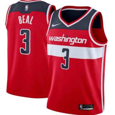 Men's Washington Wizards #3 Bradley Beal Red Icon Edition Swingman Stitched Jersey