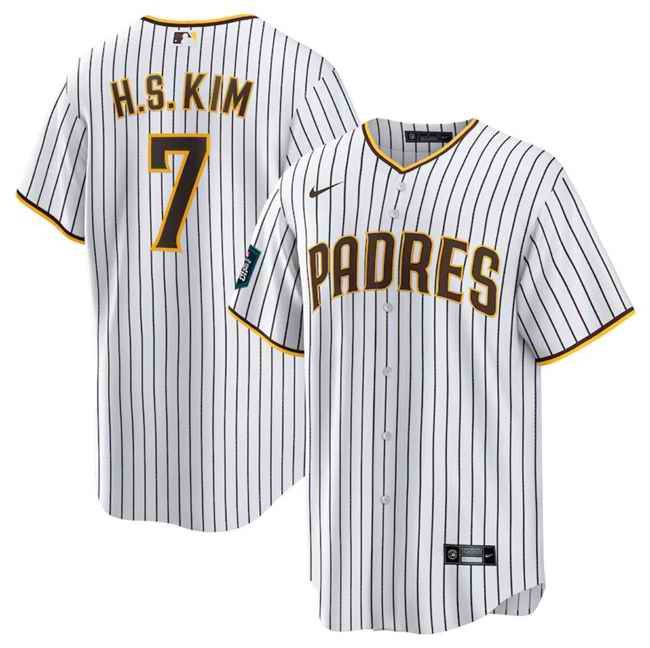 Men's San Diego Padres #7 Ha Seong Kim White 2024 World Tour Seoul Series Home Stitched Baseball Jersey