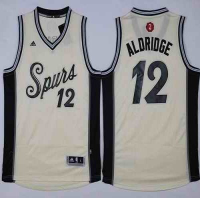 Spurs #12 LaMarcus Aldridge Cream 2015-2016 Christmas Day Stitched NBA Jersey