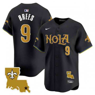 Men's New Orleans Saints #9 Drew Brees Black Cool Base Stitched Baseball Jersey