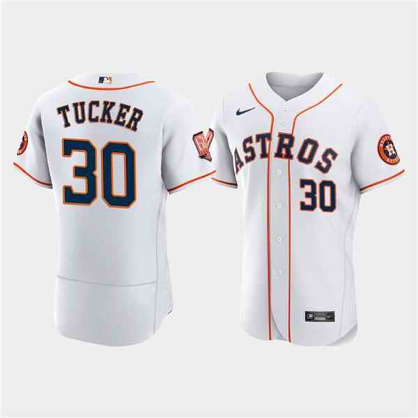 Men's Houston Astros #30 Kyle Tucker White 60th Anniversary Flex Base Stitched Baseball Jersey