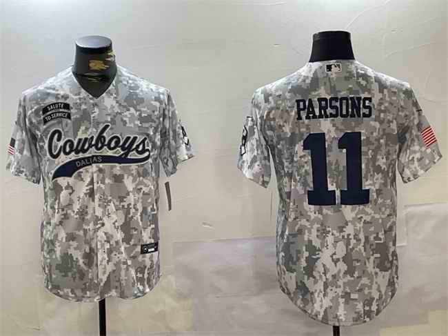 Men's Dallas Cowboys #11 Micah Parsons 2024 Arctic Camo Salute to Service Stitched Baseball Jersey