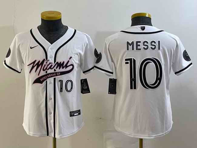 Women's Inter Miami CF #10 Lionel Messi White Cool Base Stitched Jersey