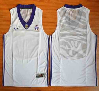 LSU Tigers Blank White Basketball Stitched NCAA Jersey