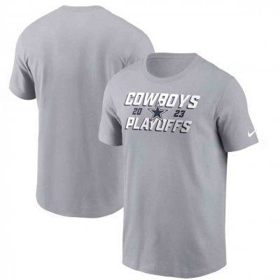 Men's Dallas Cowboys Gray 2023 NFL Playoffs Iconic T-Shirt