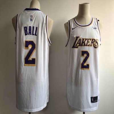 Men's Los Angeles Lakers #2 Lonzo Ball New White Wish Stitched NBA Jersey