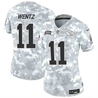 Women's Kansas City Chiefs #11 Carson Wentz 2024 F.U.S.E Arctic Camo Salute to Service Limited Stitched Football Jersey(Run Small)