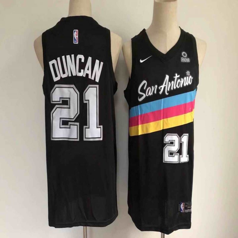 Men's San Antonio Spurs  #21 Tim Duncan 2020 Black City Edition Stitched Jersey