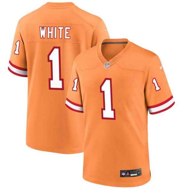 Men's Tampa Bay Buccaneers #1 Rachaad White Orange Throwback Limited Stitched Game Jersey