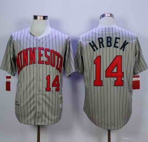 Mitchell And Ness 1987 Twins #14 Kent Hrbek Grey Throwback Stitched MLB Jersey