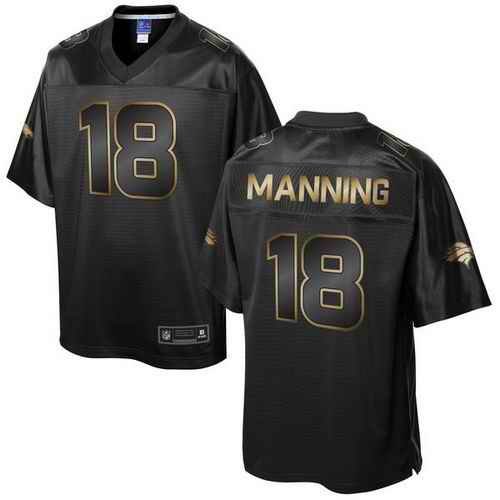 Nike Broncos #18 Peyton Manning Pro Line Black Gold Collection Men's Stitched NFL Game Jersey