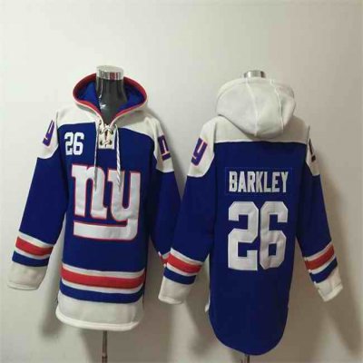 Men's New York Giants #26 Devin Singletary Blue Ageless Must-Have Lace-Up Pullover Hoodie