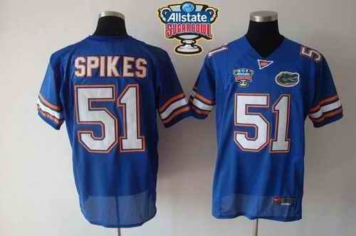 Gators #51 Brandon Spikes Blue Allstate Sugar Bowl Stitched NCAA Jersey