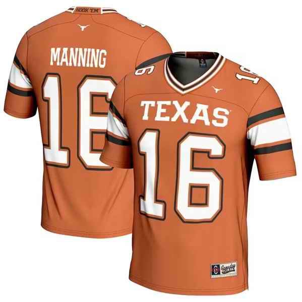 Men's Texas Longhorns #16 Arch Manning Orange Stitched Jersey