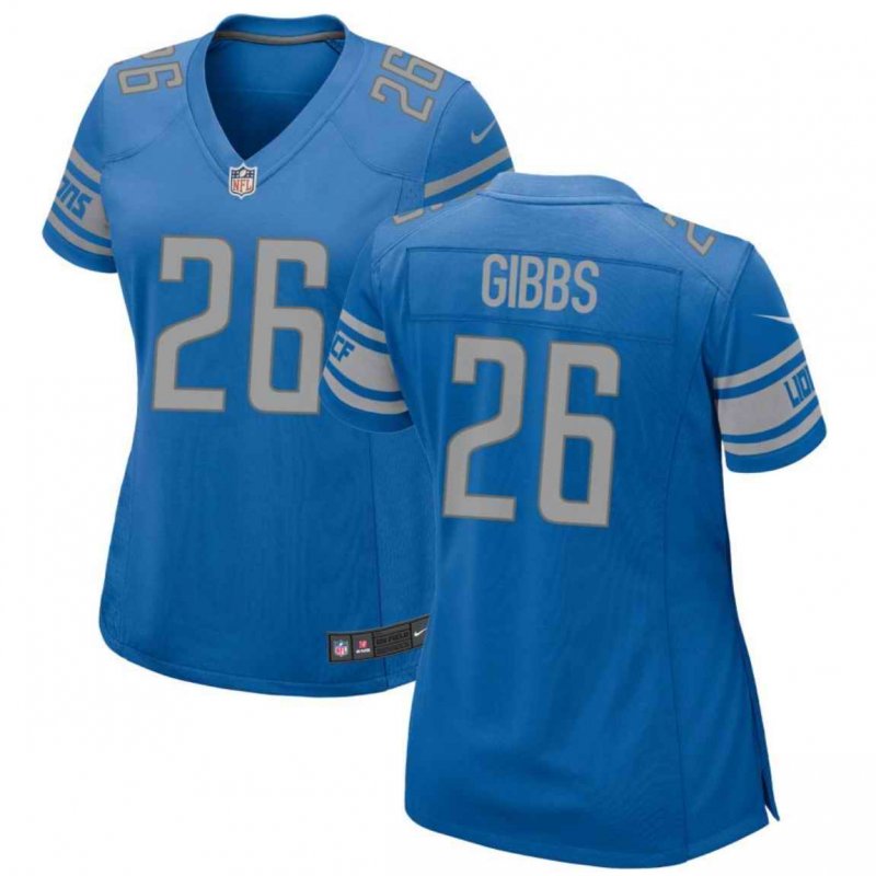 Women's Detroit Lions #26 Jahmyr Gibbs Blue 2023 Draft Stitched Jersey(Run Smaller)