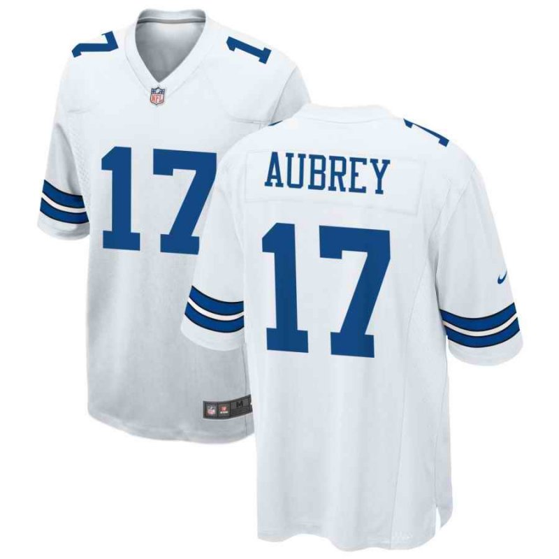 Men's Dallas Cowboys #17 Brandon Aubrey White White Stitched Football Game Jersey