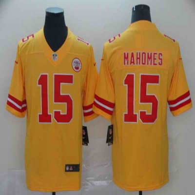 Men's Kansas City Chiefs #15 Patrick Mahomes Gold Inverted Legend Stitched NFL Jersey