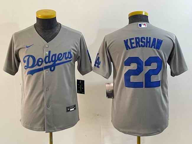 Youth Los Angeles Dodgers #22 Clayton Kershaw Grey Stitched Jersey