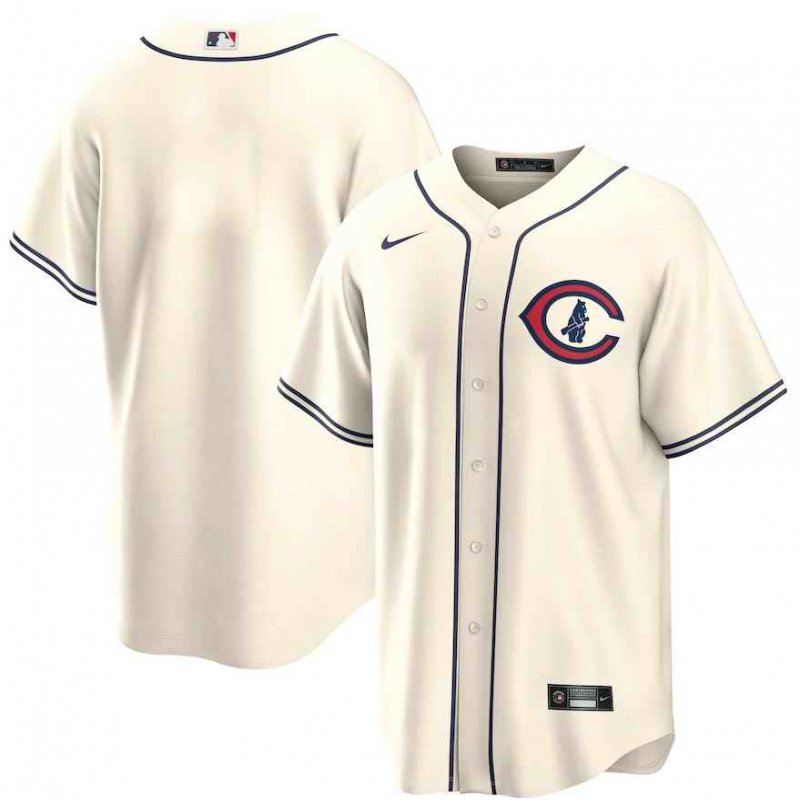 Men's Chicago Cubs Blank 2022 Cream Field of Dreams Cool Base Stitched Baseball Jersey