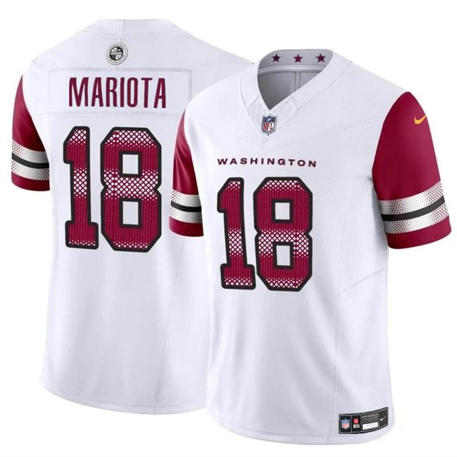 Youth Washington Commanders #18 Marcus Mariota White 2024 F.U.S.E Vapor Limited Stitched Football Jersey