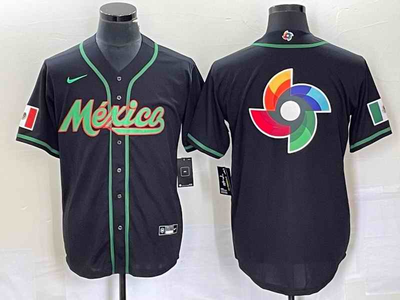 Men's Mexico Baseball 2023 Black World Baseball Classic Team Big Logo Stitched Jersey