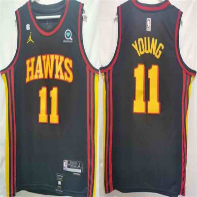 Men's Atlanta Hawks #11 Trae Young Black Stitched Jersey