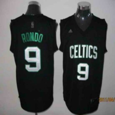 Celtics #9 Rajon Rondo Black With Green Name Stitched NBA Jersey