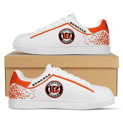 Women's Cincinnati Bengals Low Top Leather Sneakers 002