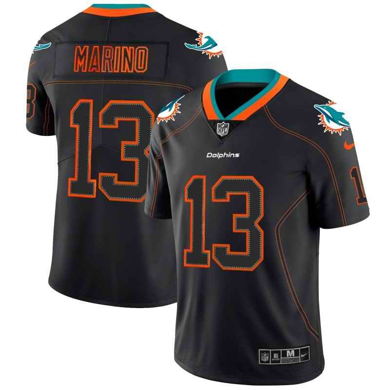 Men's Miami Dolphins #13 Dan Marino Black 2018 Lights Out Color Rush NFL Limited Stitched   Jersey