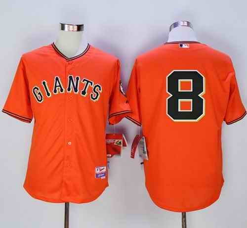 Giants #8 Hunter Pence Orange Old Style Giants Stitched MLB Jersey