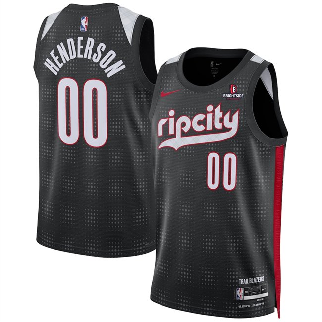 Men's Portland Trail Blazers #00 Scoot Henderson Black 2024/25 City Edition Edition Stitched Basketball Jersey