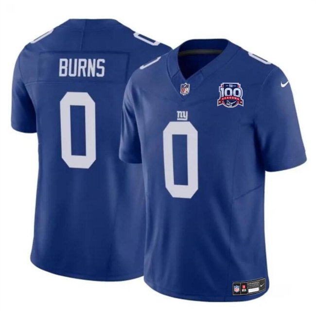 Youth New York Giants #0 Brian Burns Blue 2024 F.U.S.E. 100TH Season Patch Vapor Untouchable Limited Stitched Jersey