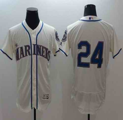 Mariners #24 Ken Griffey Cream Flexbase Authentic Collection Stitched MLB Jersey