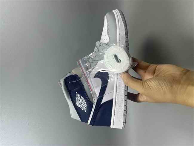 Men's Running Weapon Air Jordan 1 White/Navy/Grey Shoes 0657