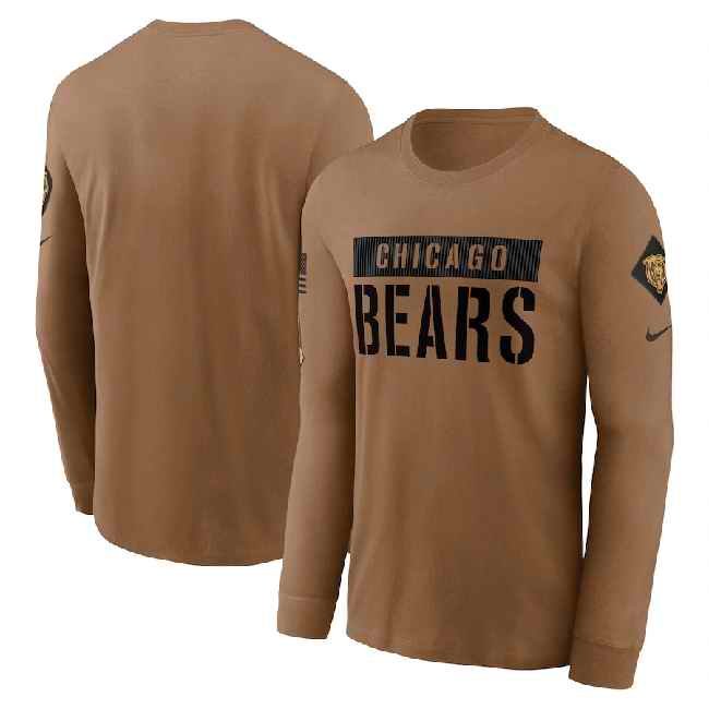 Men's Chicago Bears 2023 Brown Salute To Service Long Sleeve T-Shirt