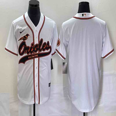 Men's Baltimore Orioles Blank White Cool Base Stitched Jersey