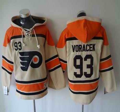 Flyers #93 Jakub Voracek Cream Sawyer Hooded Sweatshirt Stitched NHL Jersey