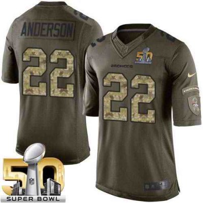 Nike Broncos #22 C.J. Anderson Green Super Bowl 50 Youth Stitched NFL Limited Salute to Service Jersey