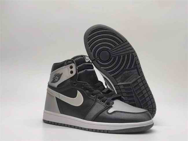 Men's Running Weapon Air Jordan 1 Black/Grey Shoes 0589