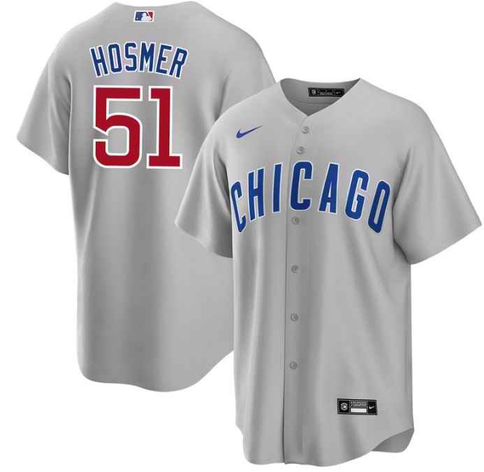 Men's Chicago Cubs #51 Eric Hosmer Grey Cool Base Stitched Jersey