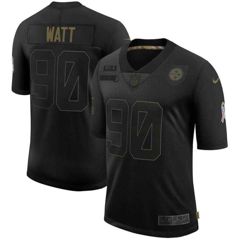 Men's Pittsburgh Steelers #90 T. J. Watt Black 2020 Salute To Service Limited Stitched Jersey