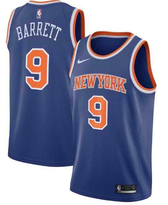 Youth New Yok Knicks #9 R.J. Barrett Blue Icon Edition Stitched Swingman Jersey