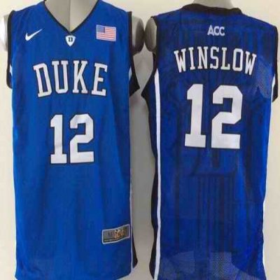 Blue Devils #12 Justise Winslow Royal Blue Basketball New Stitched NCAA Jersey