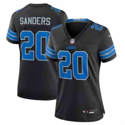 Women's Detroit Lions #20 Barry Sanders Black 2024 2nd Alternate Stitched Jersey(Run Smaller)